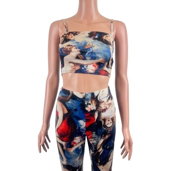 Fashion Nova Long Ago Artistic Print Biblical Masterpiece Legging Set  Sz Small - Picture 6 of 11